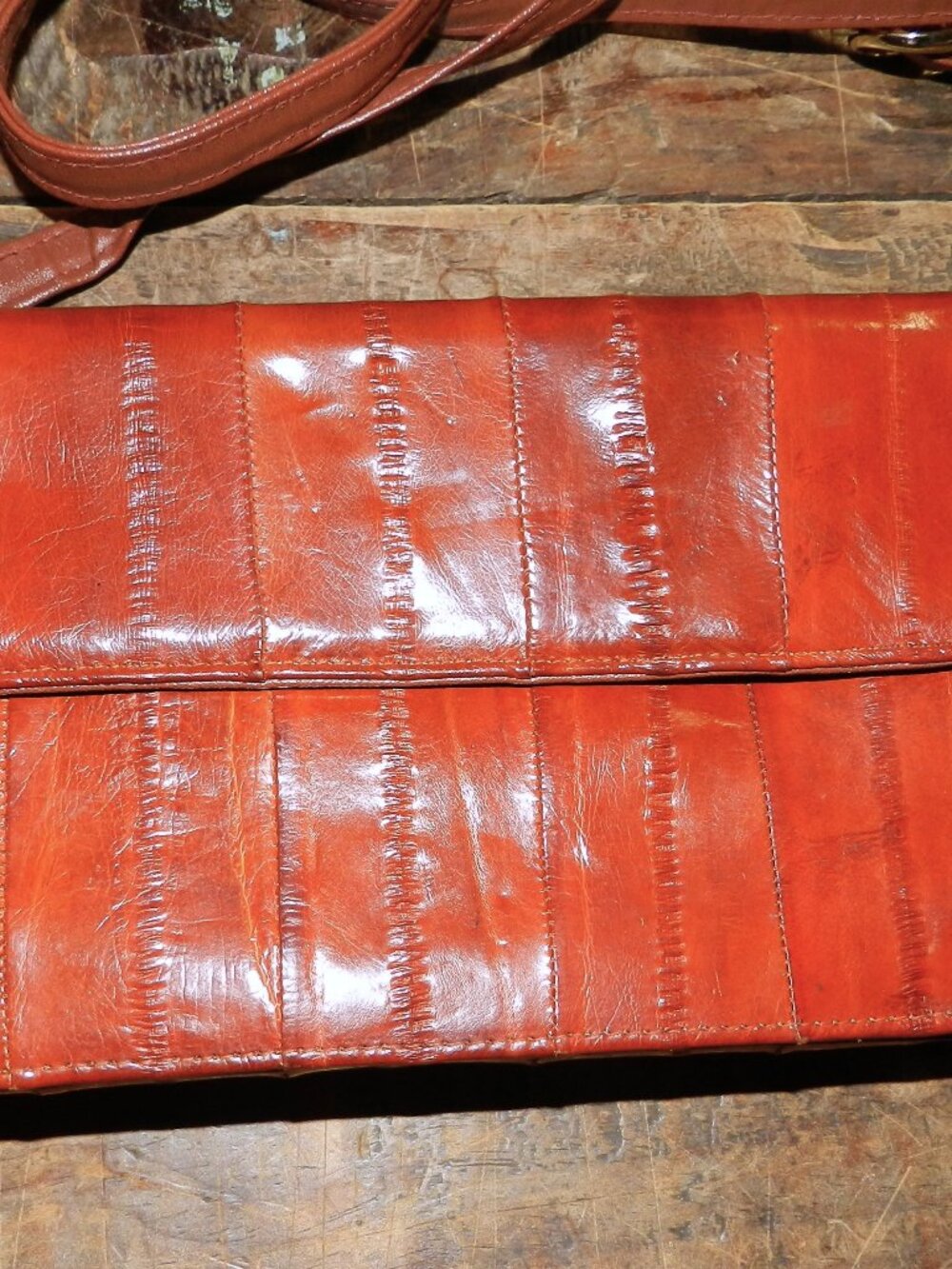 Vintage Lee Sands Eel Skin Crossbody Wallet